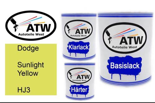 Dodge, Sunlight Yellow, HJ3: 1L Lackdose + 1L Klarlack + 500ml Härter - Set, von ATW Autoteile West.